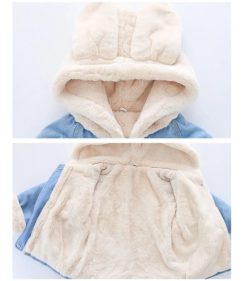 Girls' Denim Jacket Girls' Baby Plus Velvet Thickening - Bellarte Enchanté Girls' Denim Jacket Girls' Baby Plus Velvet Thickening